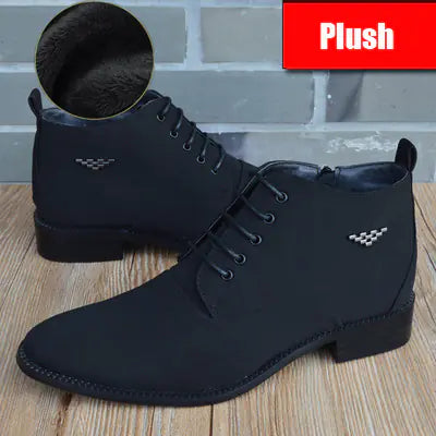 Men's Pointed Toe Casual Leather Martin Boots