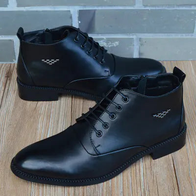 Men's Pointed Toe Casual Leather Martin Boots