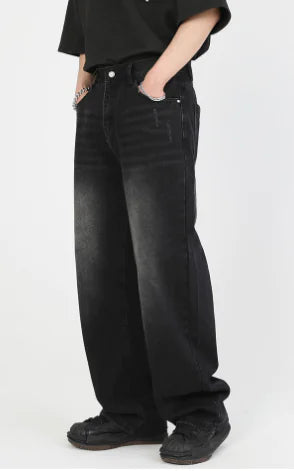 Fashionable Loose Spray Color Denim Trousers for Women